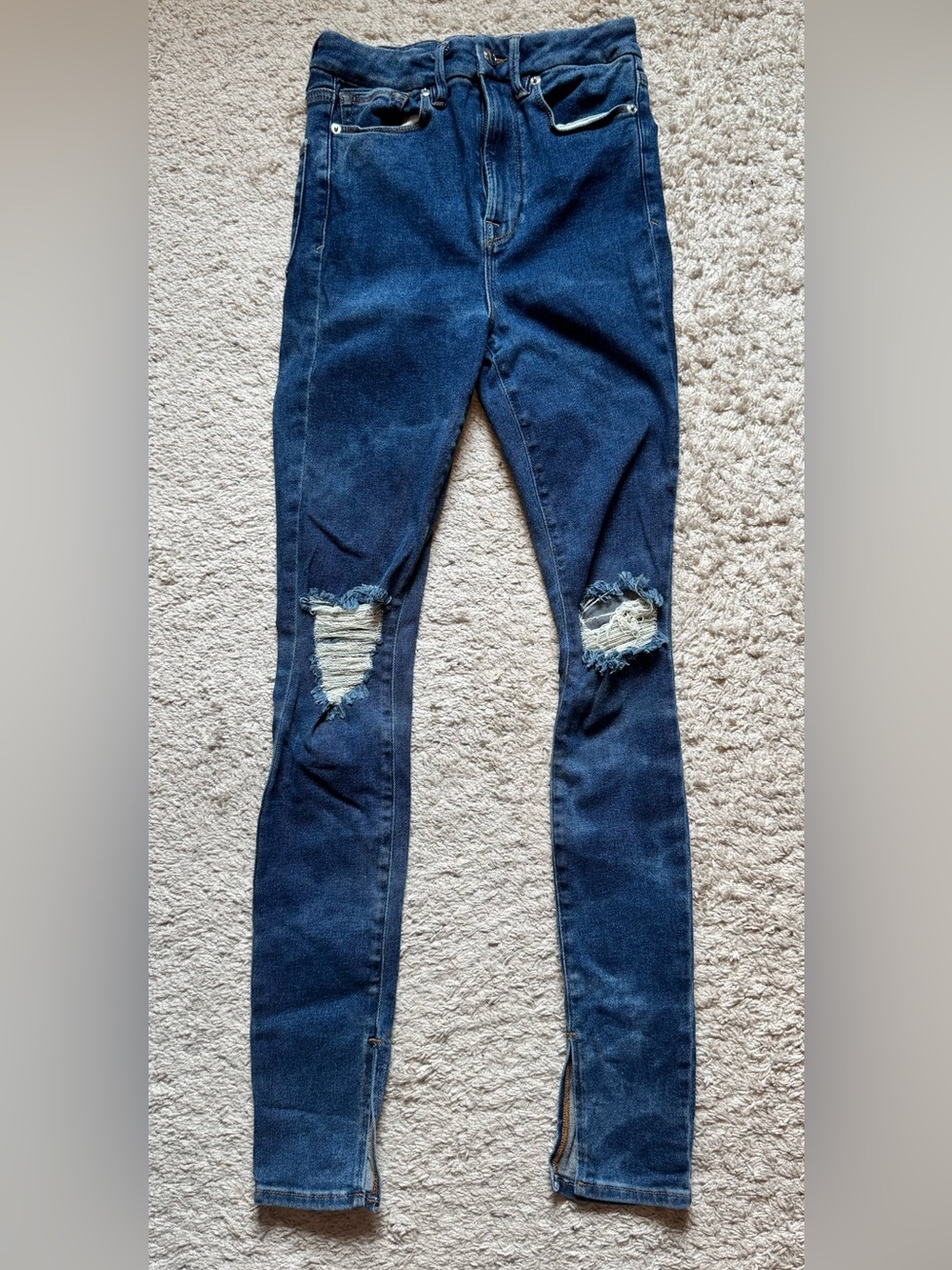 Good American Dark Blue Ripped Skinny Jeans